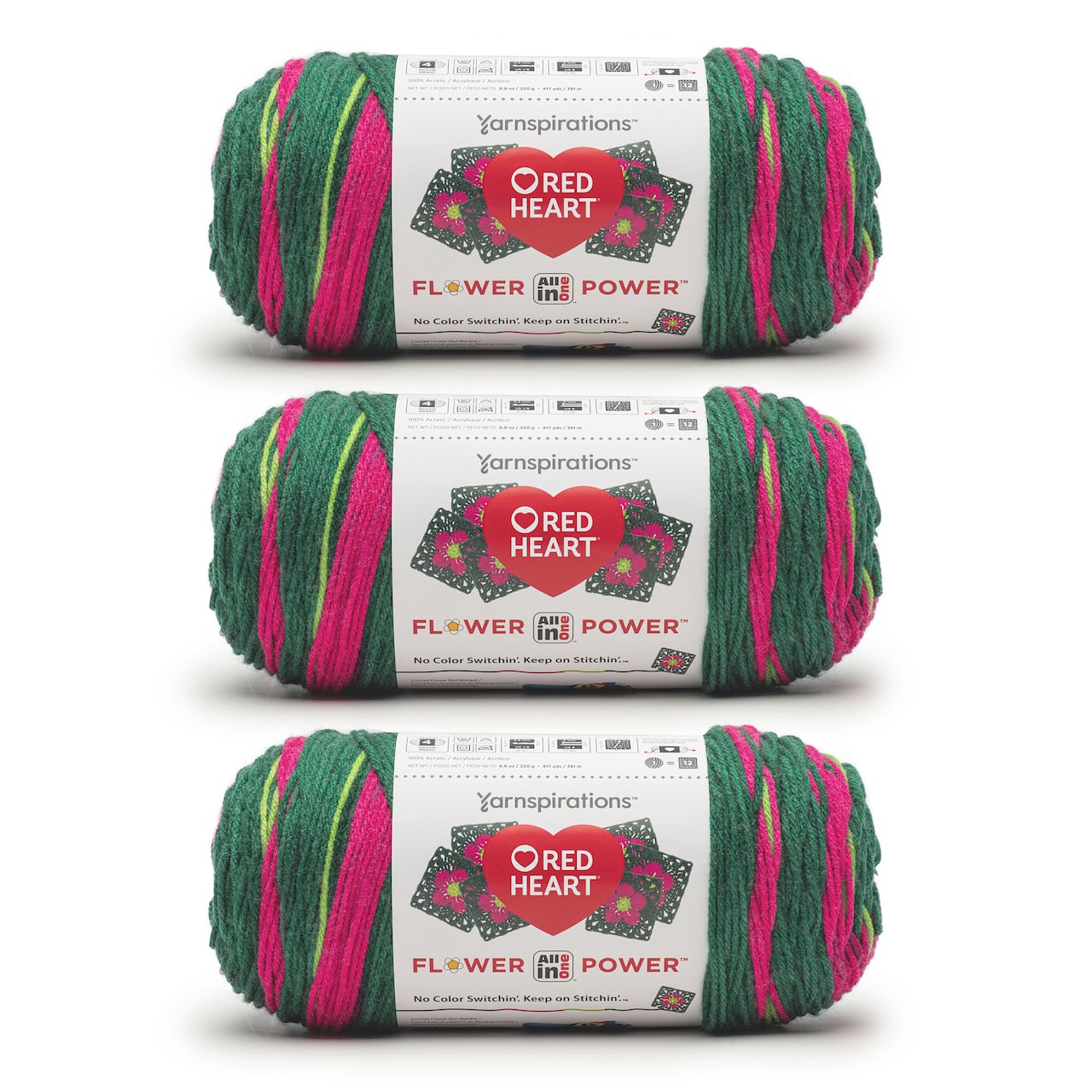 3 Pack Red Heart® All In One Flower Power™ Yarn